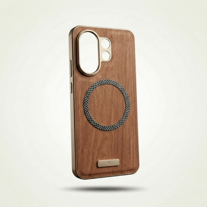Luxury Wood Texture Magnetic Ring Protective Case for Vivo